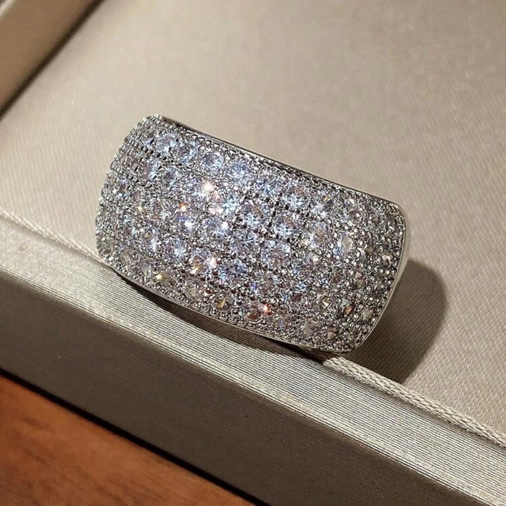 - Rectangular Diamond Bridal Ring - image 3